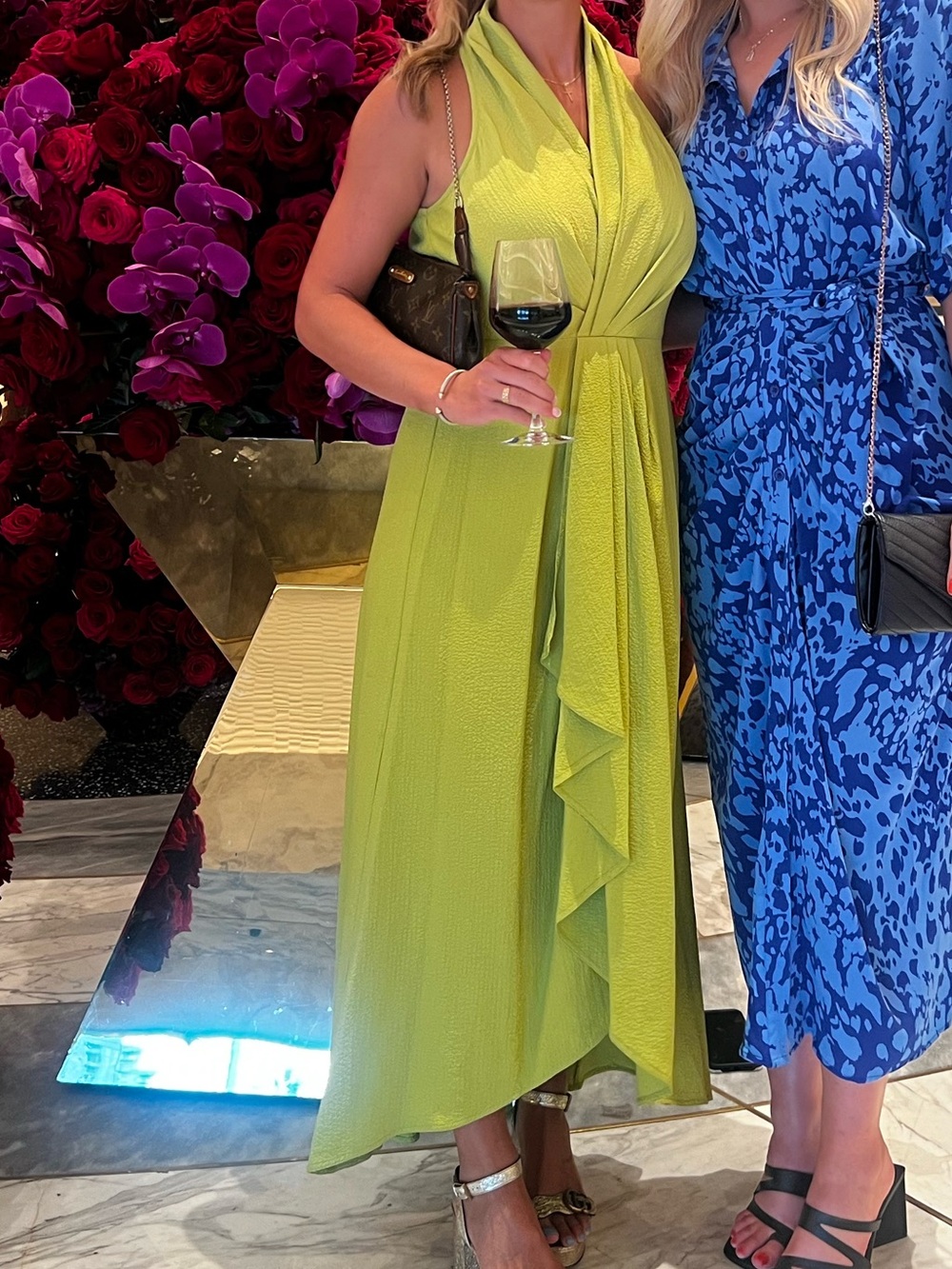 Calvin Klein Lime Green Draped Dress
